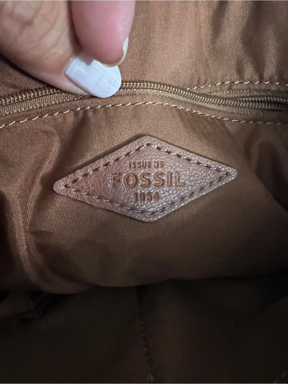 🤎 Fossil SHB2846 Cognac Leather Chain Shoulder Crossbody Bag Brass Key
